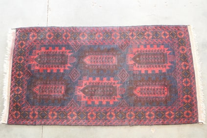 Afghan Baluch Rug, Navy & Red