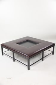 Porter Oversized Cocktail Leather Ottoman, Bill Sofield for Baker