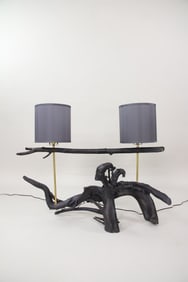 Sculptural Driftwood Double Table Lamp