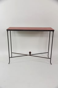 Wrought Iron & Stone Console Table, Southwestern