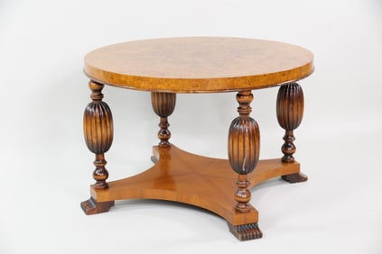 Danish Art Deco Coffee Table with Burl Top