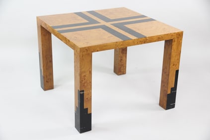 Art Deco Burled Wood & Black Skyscraper Table
