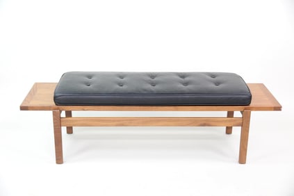 Jens Risom Leather & Wood 'Jens Bench', Design Within Reach
