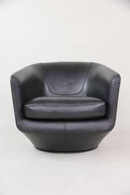 Black Leather U-Turn Chair by Niels Bendsten for Bensen