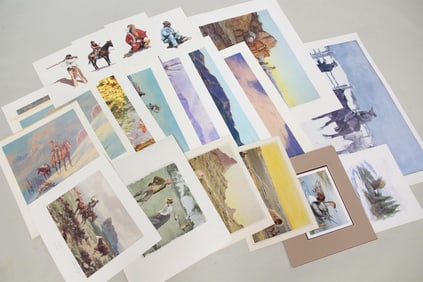 Collection of 19 Western Cowboy Litho Prints, Signed Olaf Weighorst, Frederick Hambly