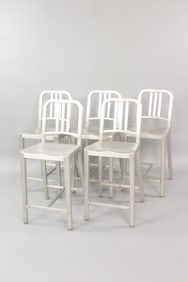 Set of 5 Emeco "Navy" Counter Stools in Brushed Aluminum