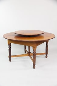 Pine Round Farm Table with Built-in Lazy Susan