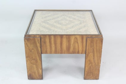 Geometric Woven Top Cubist Side Table