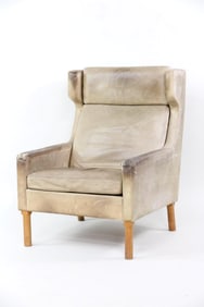 Danish Modern Leather "His" Armchair, Borge Morgesen