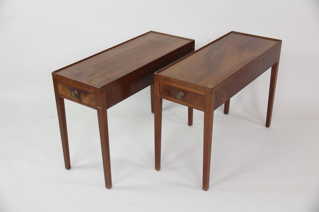 Pair of Narrow Hepplewhite Long One Drawer Side Tables (1 of 15)