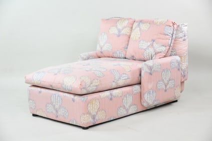 PInk Ikat Upholstered Chaise Lounge