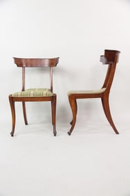 Pair of Klismos Chairs with Striped Upholstery