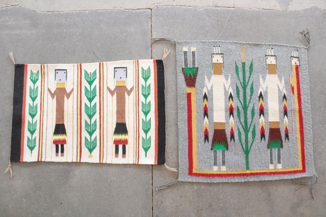 Pair of Navajo Dine Yei Rugs, Dancers & Rainbow Guardian (1 of 7)
