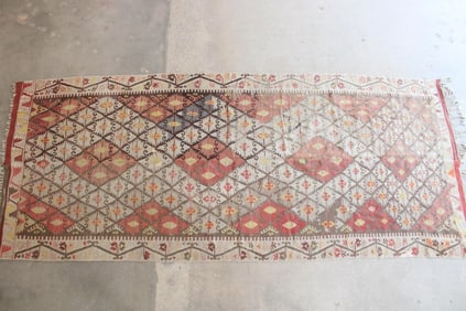 Geometric Anatolian Turkish Kilim Rug, 5.5 x 14 Ft