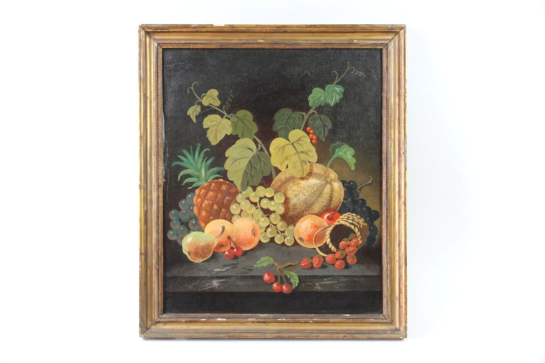 Still Life Painting, Fruit and Leaves, Theorem Style (1 of 10)