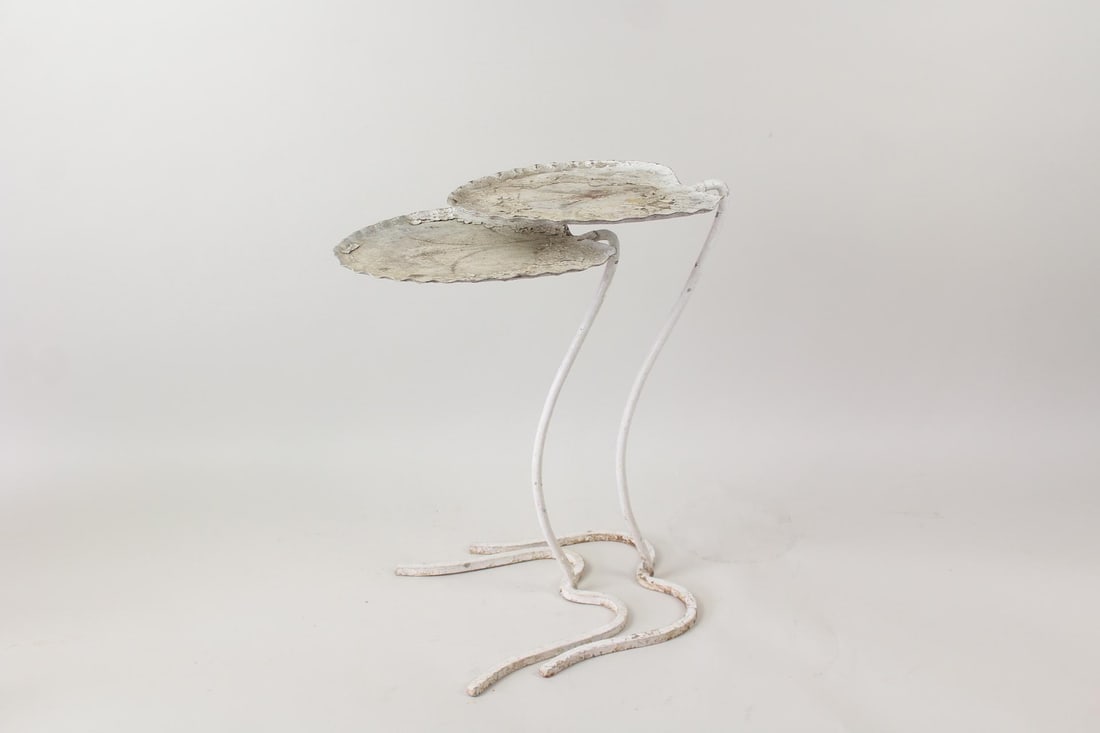 Pair of Maurizio Tempestini Lily Pad Iron Nesting Patio Tables (1 of 11)
