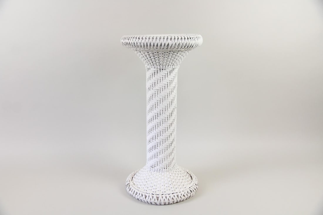 White Wicker Plant Stand or Pedestal (1 of 8)