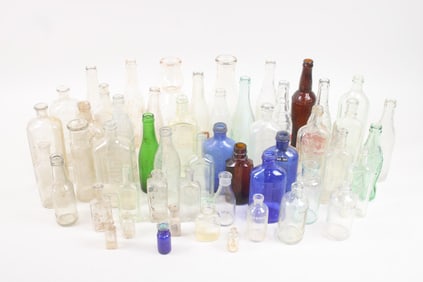 Collection of 53 Glass Bottles, Medicine, Soda, Milk