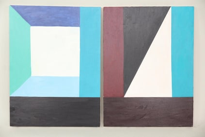 Pair of Clark Murray Geometric Abstract Paintings