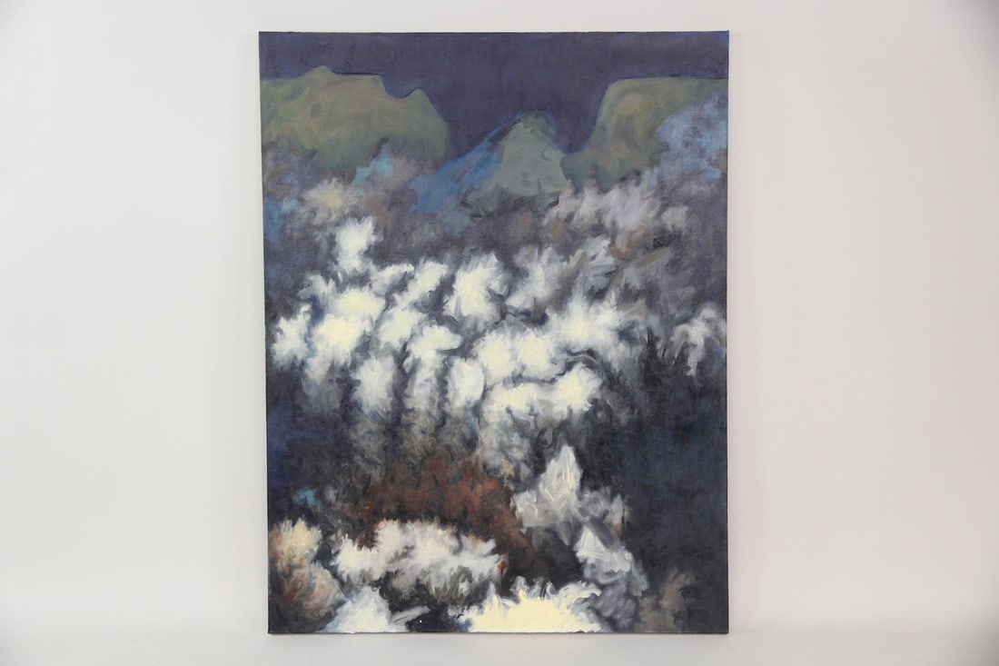 Large Clark Murray Organic Abstract Painting, Foggy Mountains (1 of 9)