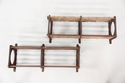 Pair of Industrial Cast Iron Shelves, W. L. Evans Vanishing Door