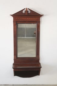 Biedermeier Wooden Hall Mirror with Console Shelf