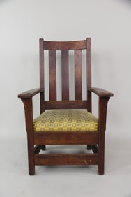 Mission Oak Tall Back Armchair, Limbert
