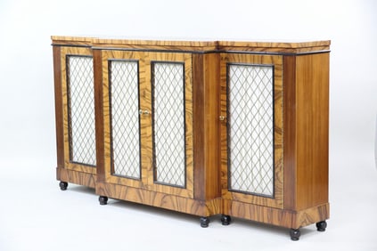 Regency Style Figured Wool & Metal Console