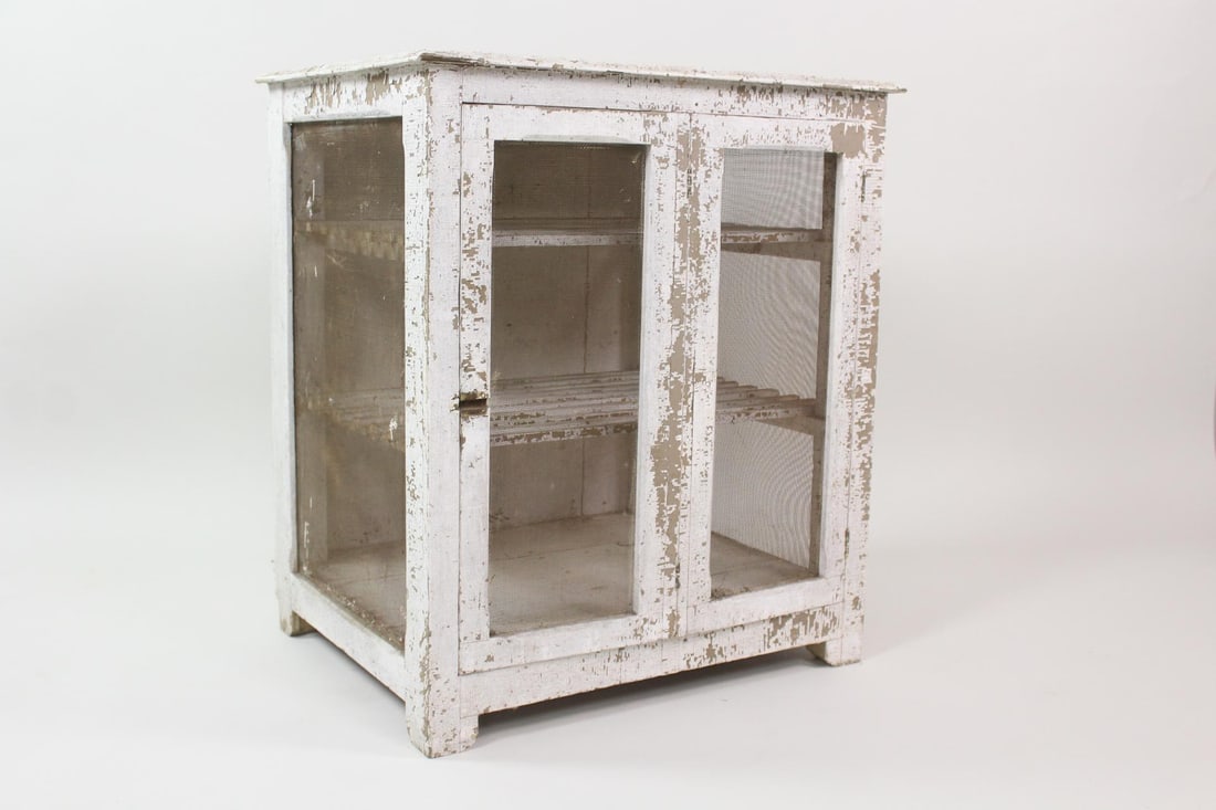 Primitive Painted White Wooden Pie Safe (1 of 11)