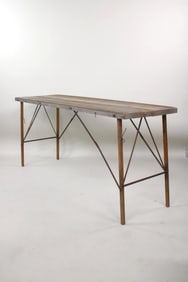 Industrial Wood & Metal Folding Wallpaper Table