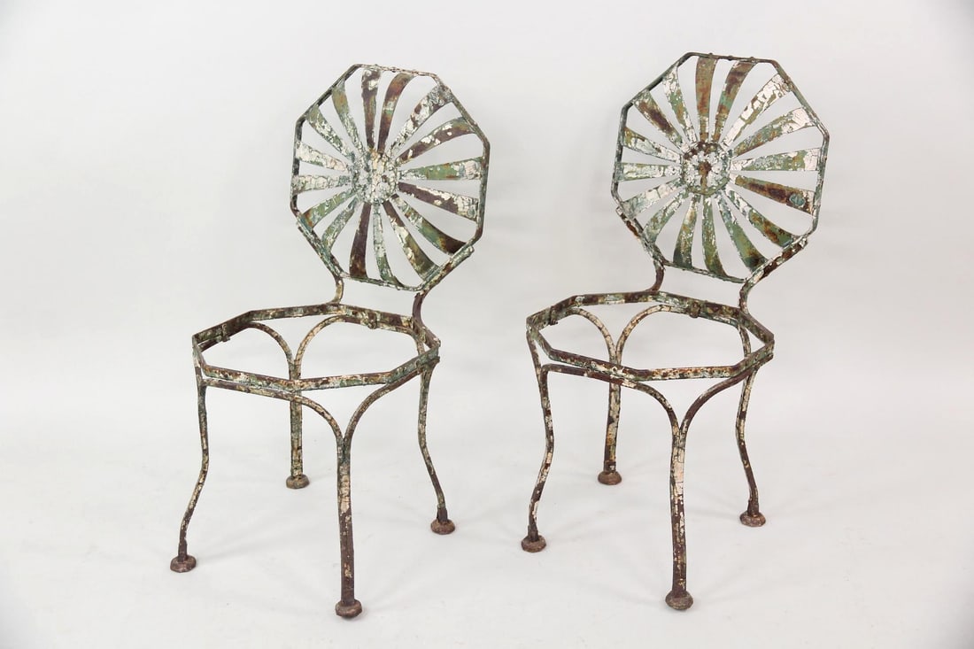 Pair of Iron Sunburst Chairs, Francoise Carre Style (1 of 11)