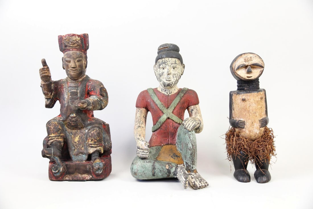 Group of 3 Ethnographic Carved Figurative Statues (1 of 11)