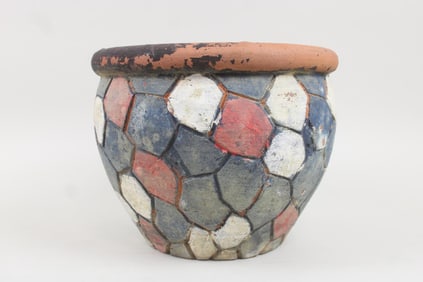 Folk Art Red, White & Blue Terracotta Planter