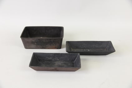 Lot of 3 Cast Iron Planter Trays