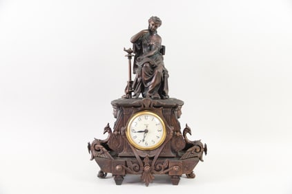 Figural Bronzed Metal Mantel Clock, Seth Thomas