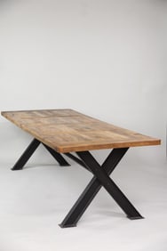 10' Industrial Wood & Aluminum X-Base Table