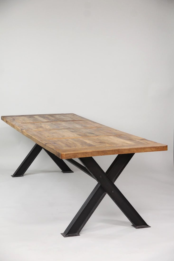 10' Industrial Wood & Aluminum X-Base Table (1 of 16)