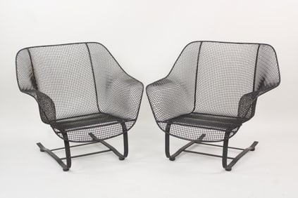 Pair of Russell Woodard Black Sculptura Springer Lounge Chairs