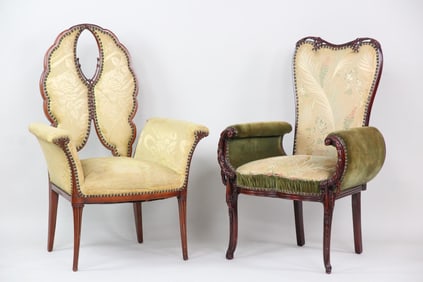 Pair of Grosfeld House Hollywood Regency Fireside Chairs