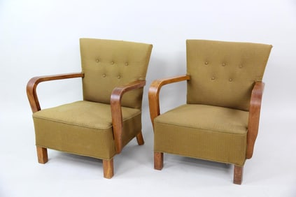 Pair of Danish Modern Bentwood Lounge Chairs