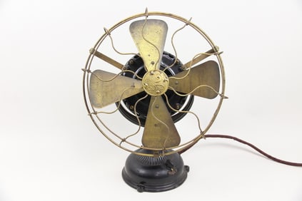 GE General Electric Pancake Fan, Brass Cage & Blades