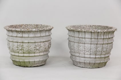 Pair of Cast Stone Concrete Urn Garden Planters