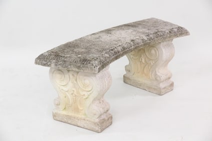 Cast Stone Concrete Curved Garden Bench, Nina Studio