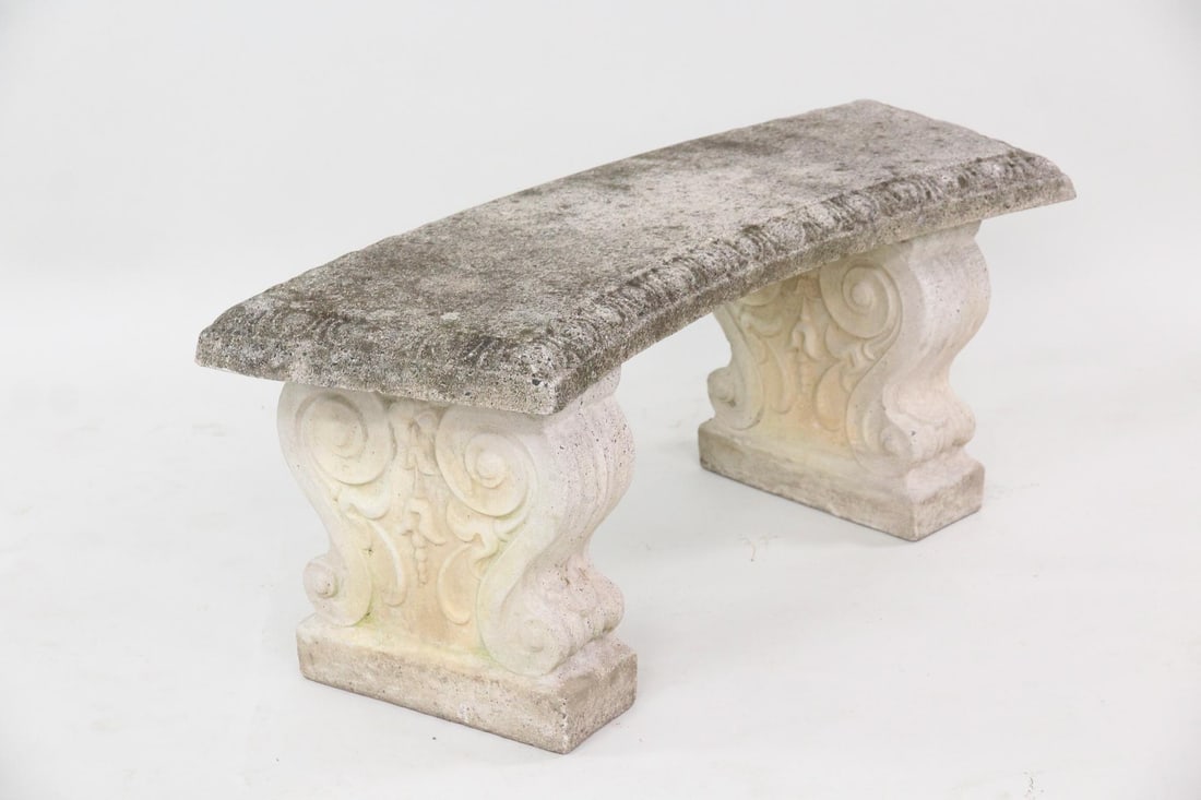 Cast Stone Concrete Curved Garden Bench, Nina Studio (1 of 8)