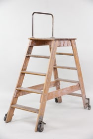 Industrial Rolling Putnam A Frame Ladder, Library Steps