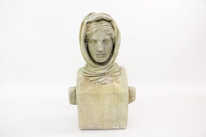 Cast Stone Concrete Bust Sculpture of a Woman