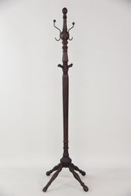 Victorian Turned Wood & Cast Iron Coat Rack