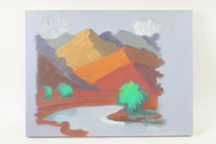 Clark Murray Expressionist Landscape Painting, Vibrant Mountains