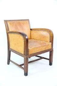 Danish Art Deco Leather Armchair, Anton Jensen & Son for Aarhus