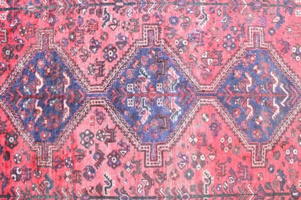 Tribal Persian Wool Rug with Botanical Field & Three Medallions